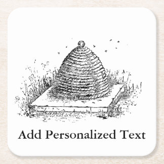 Bierbakkerszwarte en witte  tekening vierkante kartonnen onderzetter