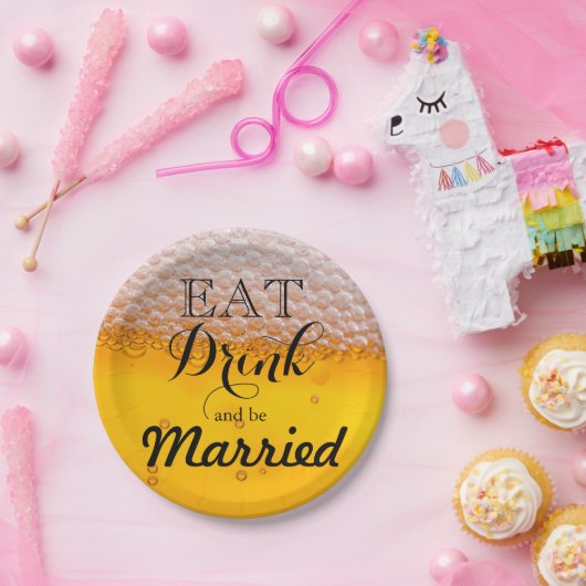 Bierbel Eet Drink en ben getrouwd Papieren Bordje (Feest)