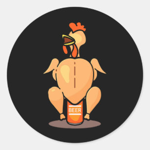 Bierblikje Kip Bbq Schattig Tuin Bbq Grill Cadeau Ronde Sticker
