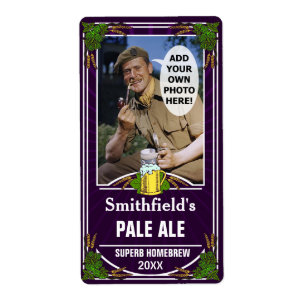 Bierbrouwer Custom Foto Paarse Homebrewing Bottle Etiket
