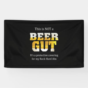 Bierdrinker geen bierbuik verjaardag spandoek