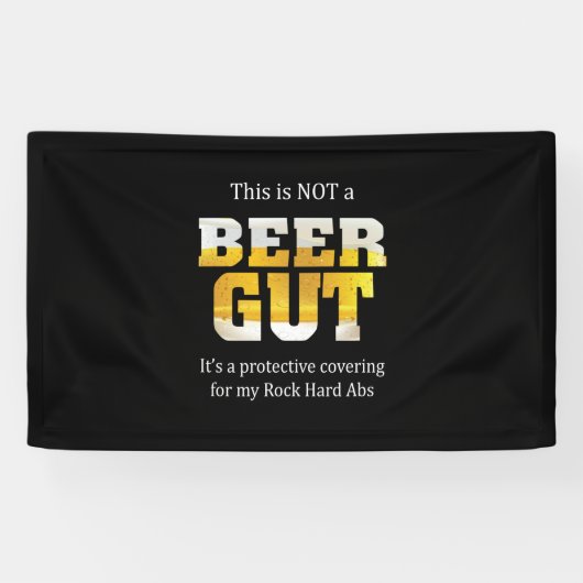 Bierdrinker geen bierbuik verjaardag spandoek (Horizontaal)