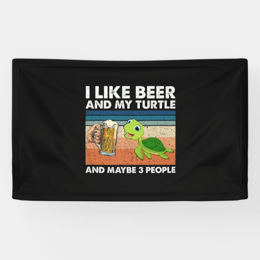 Bierdrinker Ik Hou Van Bier En Mijn Schildpad Verj Spandoek (Horizontaal)