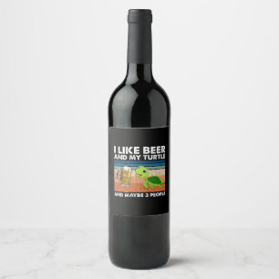 Bierdrinker Ik Hou Van Bier En Mijn Schildpad Verj Wijn Etiket