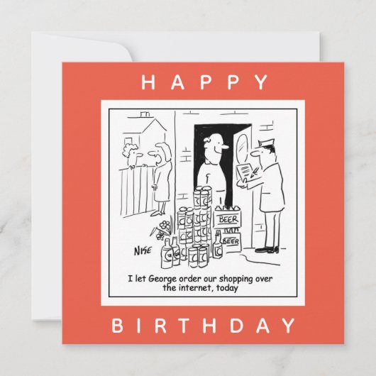 Bierdrinker online winkelen voor bier Cartoon Kaart (Voorkant)