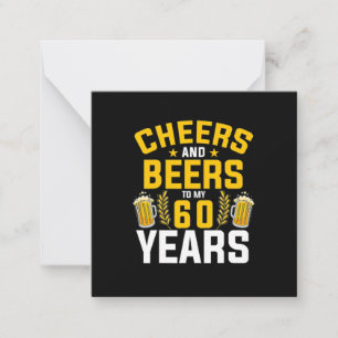 Bierdrinker proost en biertjes voor mijn 60 jaar v notitiekaartje