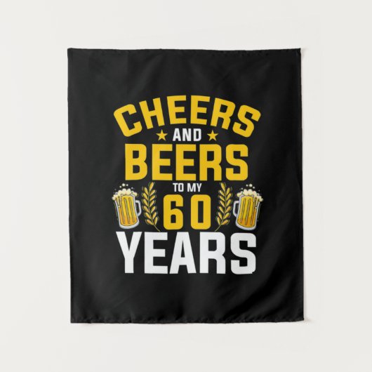 Bierdrinker proost en biertjes voor mijn 60 jaar v wandkleed (Voorkant)