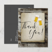 bière, acclamations, carte de remerciements rustiq (Devant / Derrière)