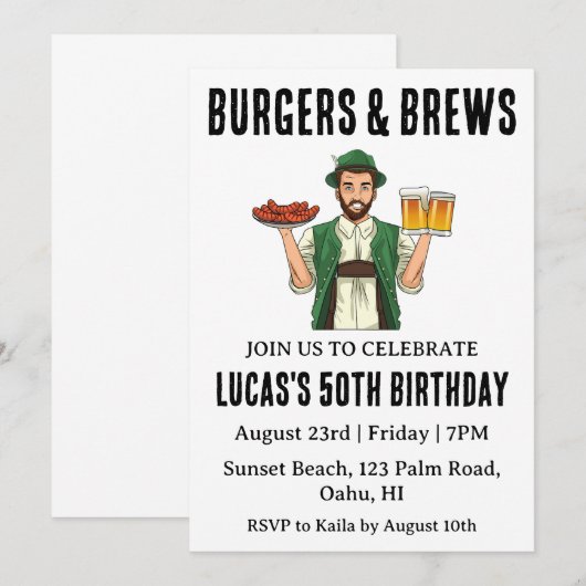 bière bbq invitation anniversaire (Devant / Derrière)