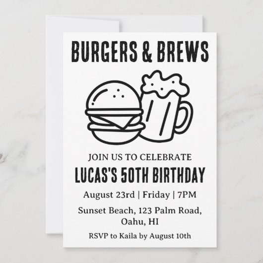bière bbq invitation anniversaire (Devant)