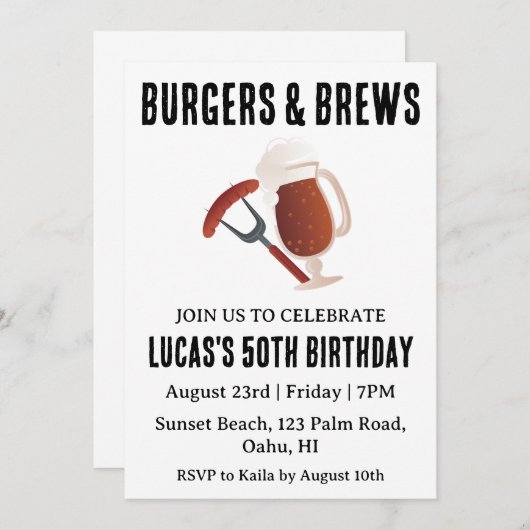 bière bbq invitation anniversaire (Devant / Derrière)
