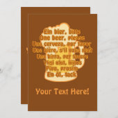 BIÈRE en langues invitation personnalisée (Devant / Derrière)
