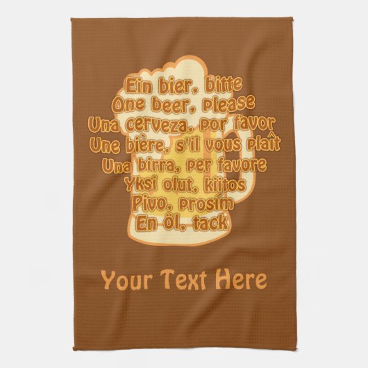 BIÈRE en langues serviette de cuisine personnalisé (Vertical)