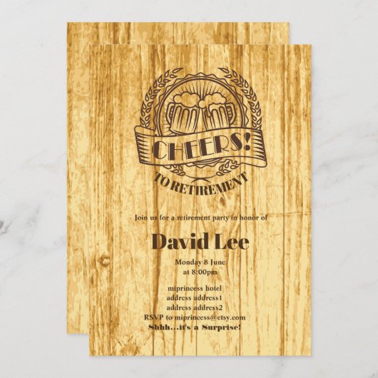 BIÈRE, encourage à la retraite, invitation (Devant / Derrière)