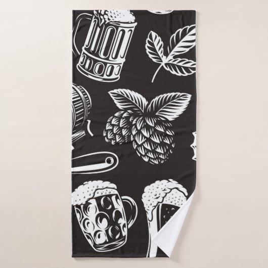 Bière motif sans soudure en style vintage, backgro (Serviette de bain)