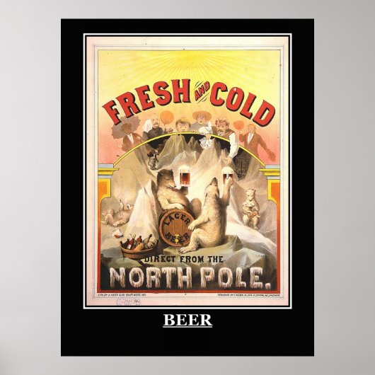 Bière Poster vintage frais et froid (Devant)