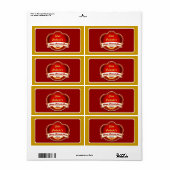 Bière rouge dorée retro Étiquette personnalisé (Feuille entière)