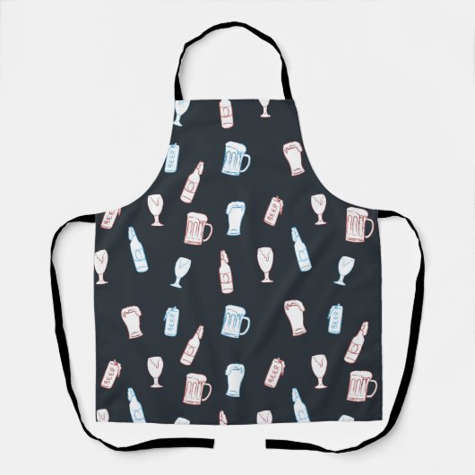 Bieren Rustieke Handgetekende Whimsical Bier Man C Schort (Voorkant)