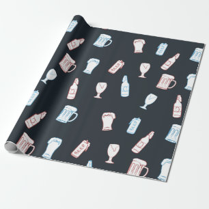 Bieren Rustieke Handgetekende Whimsical Bierfeest Cadeaupapier