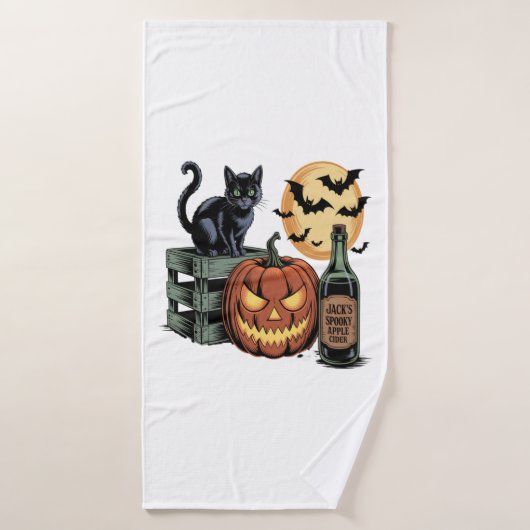 Bières de chat de citrouille Halloween (Serviette de bain)