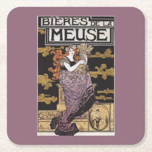 Bieres de la Meuse Promotional Poster Vierkante Kartonnen Onderzetter