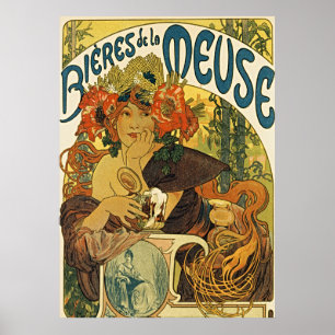 Bières de la Meuse van Alphonse Mucha -  Poster
