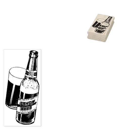 Bierfles en glas 	rubberstempel (Gestempeld)