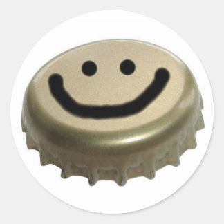 Bierfles Petten gezicht Ronde Sticker
