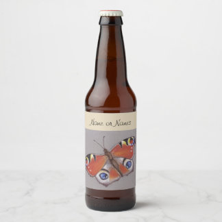 Bierflesetiket met Peacock Butterfly Design Bier Etiket