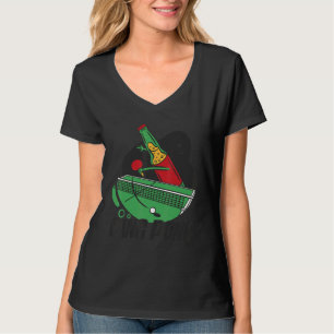 Bierflesje met tafeltennisbat t-shirt