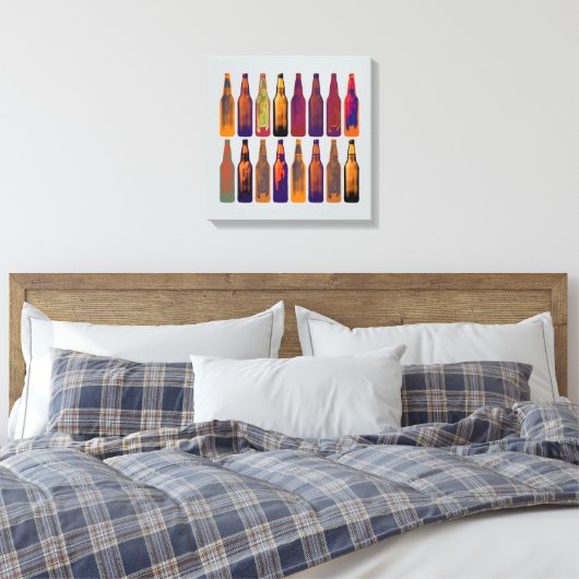 Bierflessen in kleuren canvas afdruk (Insitu (Slaapkamer))