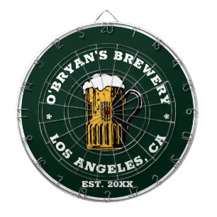 bierglas aangepaste naam set datum tekst groen dartbord