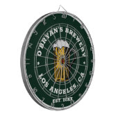 bierglas aangepaste naam set datum tekst groen dartbord (Voorkant Links)