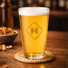 Bierglas | Modern Geometrisch Initiaal Monogram Glas