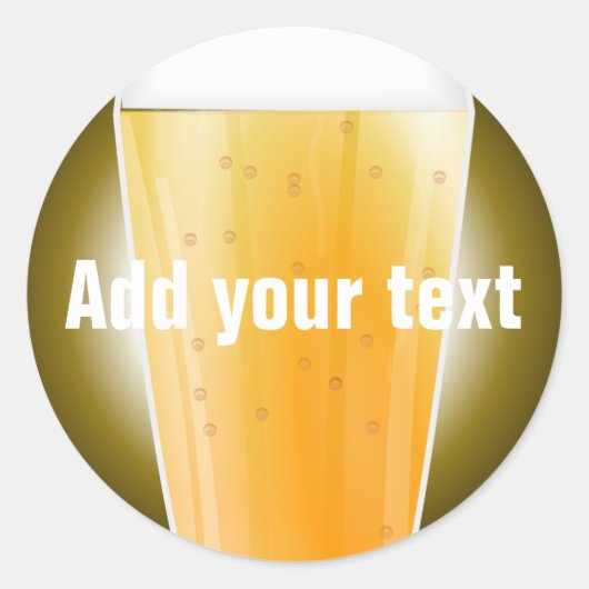Bierglazen achtergrond voor aangepaste tekst ronde sticker (Voorkant)