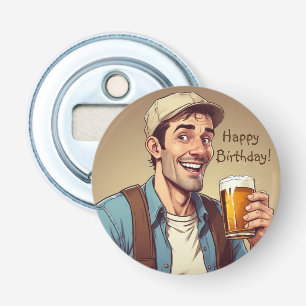 Bierliefhebber Verjaardagsflesopener Button Flesopener