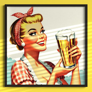 Biermeisje Illustratie Poster