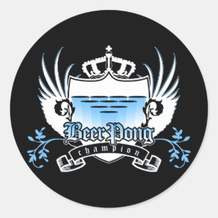 bierpongkampioen royal crest ronde sticker