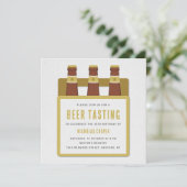 Bierproeverij verjaardagsfeestje uitnodiging geel (Staand voorkant)