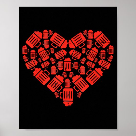 Bierpullen Hart Grappige Valentijnsdag Drinken Tea Poster (Voorkant)
