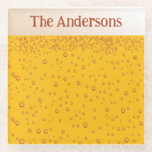 Bierschuim en Bubbels Custom Name Glazen Onderzetter