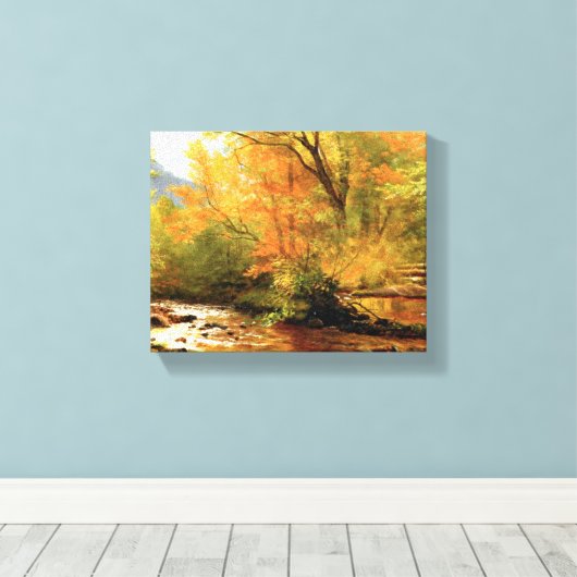 Bierstadt - Brook in Bossen, landschap Canvas Afdruk (Insitu (Houten vloer))