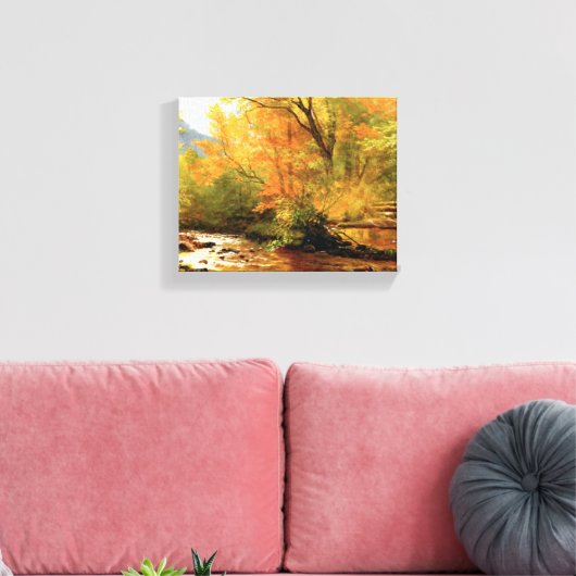 Bierstadt - Brook in Bossen, landschap Canvas Afdruk (Insitu (Woonkamer))