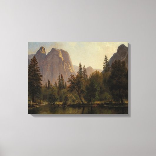 Bierstadt Cathedral Rocks Yosemite Painting Canvas Afdruk (Voorkant)