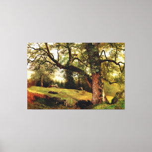 Bierstadt - Een pad door de bomen, Canvas Afdruk