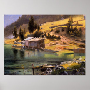Bierstadt - Gevist en jachtkamp, Alaska Poster