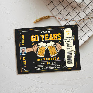 Bierthema Zwart Ticket Mannen Verjaardagsfoto voor Kaart