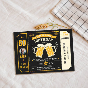 Bierthema Zwart Ticket Mannen Verjaardagsfoto voor Kaart