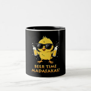 Biertijd Madafakas Grappig Meme Duck Goose Retro Tweekleurige Koffiemok