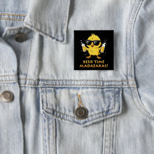 Biertijd Madafakas Grappig Meme Duck Goose Retro Vierkante Button 5,1 Cm